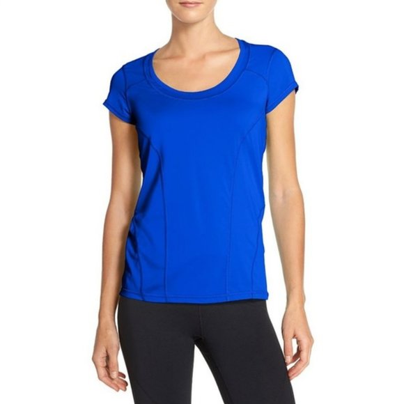 Zella Royal Blue Sunny Run SS Active Tee w/Mesh Back - L - Picture 1 of 9